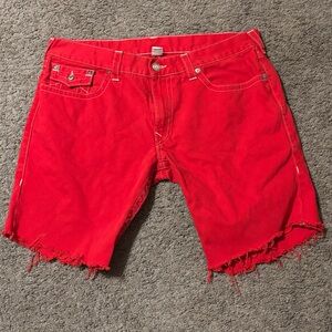 True Religion Bold Red Jean Shorts